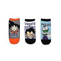 Everything Legwear Dragon Ball Z Lowcut Socks (3 Pair) - Chibi Goku Vegeta Piccolo - Unisex No Show Socks