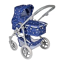 Adora 2-in-1 Lightweight Convertible Baby Doll Stroller & Bassinet, Birthday Gift for Ages 3+ - Starry Night