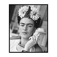 Poster Master Frida Poster - Frida Smoking Cigar Print - Mexican Painter Art - Photography Art - Gift for Men & Women - Minimal Decor for Dorm, Office, Living Room or Bedroom - 11x14 UNFRAMED Wall Art