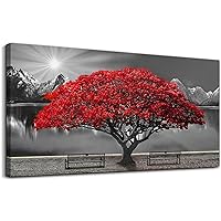 KLAKLA Large Wall Art - Red Tree Wall Decor - Wall Art for Living Room - Canvas Picture Artwork - Hd Prints Decorative Paintings - Home Decor Bedroom Kitchen Office Wall Decor