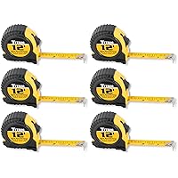 Titan 10912 6-Piece 12-Foot Tape Measure Bulk Set with Easy-Read Standard Markings and Durable Case
