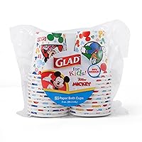 Glad for Kids Disney Mickey and Friends 3oz Mini Paper Bathroom Cups for Kids, Disney Paper Cups, Kids Bathroom Cups, Mouth Rinse Cups for Kids, 3oz Paper Cups 24 Ct
