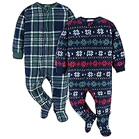 Unisex Baby Toddler Flame Resistant Fleece Footed Holiday Pajamas 2-Pack