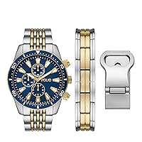 Men's Silver and Gold Two-Tone Watch, Bracelet and Accessories Gift Set (Model: FMDFL6050)