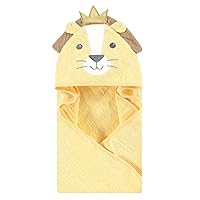 Hudson Baby Unisex Baby Cotton Animal Face Hooded Towel, King Lion, One Size
