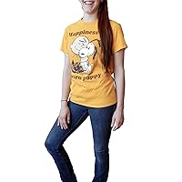 Peanuts Charlie Brown Snoopy Happiness is a Warm Puppy Adult Gold T-Shirt M