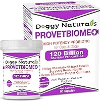 ProVetbiome Plus High Potency Probiotics Supplement Formulation for Cats & Dogs (60 Capsules) Made in U.S.A - NO Refrigeration Required !! (60 Capsules (Pack of 1))