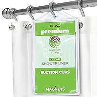 Premium PEVA Clear Shower Curtain Liner with Magnets & Suction Cups - 70 X 71 in. Long