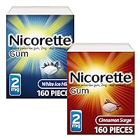 Nicotine Gum to Quit Smoking, 2 mg, Cinnamon Surge Flavored Stop Smoking Aid, 160 Count & White Ice Mint Flavored Stop Smoking Aid, 160 Count (Pack of 1)