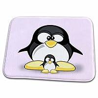 3dRose Penguin parent with penguin baby. pink, decoration, kids... - Dish Drying Mats (ddm-215173-1)