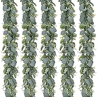 CEWOR 5pcs 5.5ft Artificial Eucalyptus Garland Fake Silver Dollar Eucalyptus Greenery Garland Vines Table Runner for Wedding Arch Backdrop Table Centerpiece Home Mantle Decor