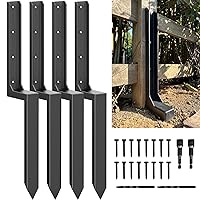 Thickened Fence Post Stakes, Metal Fence Post Repair Anchor Kit, Decking Posts, Brackets Mender for Repair Leaning 4x4/6x6 Wood Fence Post Support (Thicker 11-Gauge, 4 Pack/Black)