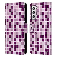 Pink Mosaic Tiles Leather Book Wallet Case Cover Compatible with Samsung Galaxy S21 FE 5G