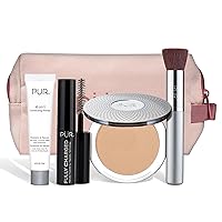 PÜR Beauty Multitasking Essentials Best Sellers Kit, Everyday Look Deluxe Kit, Condition & Moisturize Skin, Cruelty Free, Blush Medium
