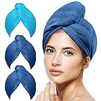 POPCHOSE Microfiber Hair Towel Wrap Ultra Absorbent, Fast Drying Hair Turban Soft, No Frizz Hair Wrap Towels for Women Wet Hair, Curly, Longer, Thicker Hair