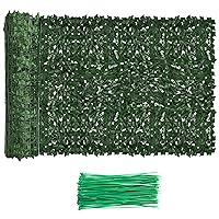 Faux Ivy Fence Privacy Screen Outdoor Expandable Artificial Greenery Roll Fake Hedge Wall Patio Green Plastic Leaf Plant Vine Grass Panels Gate Covering for Garden Yard Balcony (157.5 X 39.4 in)