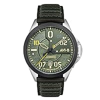 AVI-8 Mens 43mm P-51 Mustang Hitchcock Automatic Japanese Quartz Pilot Watch with Leather Strap AV-4086