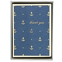 Graphique Gold Anchors Boxed Notecards, 16 Navy Blue