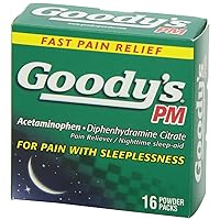 Goody's PM Pain Relief Powder, Sleeplessness Nighttime, 16 ct (Pack of 4)
