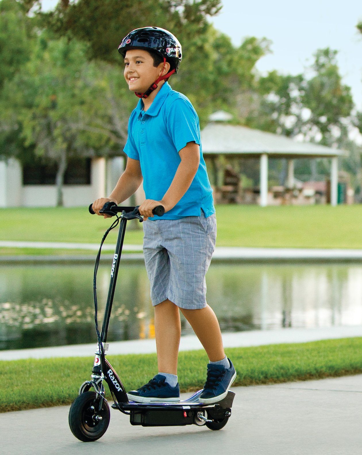 Razor E100 Glow Electric Scooter for Kids Age 8+, LED Light-Up Deck, 8
