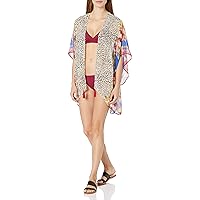 Johnny Was womens Animal and Floral Printed Short KimonoSwimwear Cover-Up