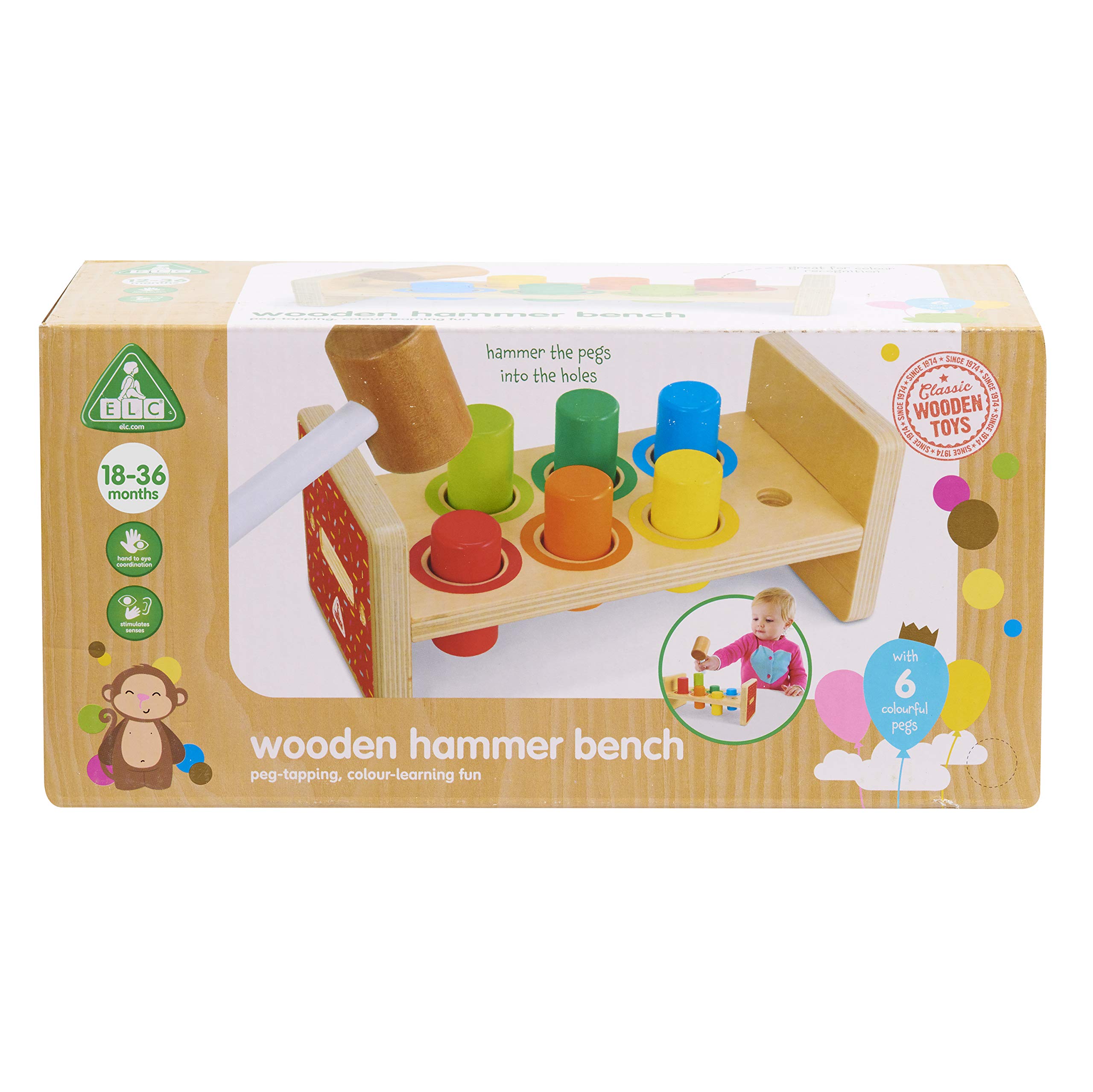 Early Learning Centre Wooden Hammer Bench, Hand Eye Coordination, Stimulates Senses,, Kids Toys for Ages 18 Month, Gifts and Presents, Amazon Exclusive