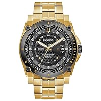Bulova Men's Icon High Performance Quartz Chronograph Diamond Gold-Tone Stainless Steel Watch, 3-Hand, Black Dial, Sapphire Crystal Style: 98D156