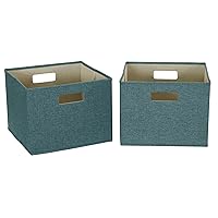 Household Essentials Fabric Storage Bins 2 Piece Set, Strong Poly-Woven Fabric, Sturdy Chipboard Sides