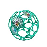 Oball Easy-Grasp Rattle BPA-Free Infant Toy in Teal, Age Newborn and up, 4 Inches