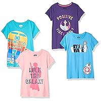 Amazon Essentials Disney | Marvel | Star Wars | Frozen | Princess Girls and Toddlers' Short-Sleeve T-Shirts, Multipacks