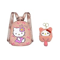 Kitty Mini Backpack Purse for Women and Teens, Cute Backpack Purse with Plush Keychain, Small Backpack Wallet Pouch Purse Shoulder Bag