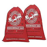 Printtoo Pack of 2 Pcs Xmas Presents Storage Bags Large Santa Gift Sack with Drawstring Christmas Party Favor 27x20 Inch