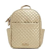 Vera Bradley Women's Cotton Small Backpack, Champagne Gold Pearl, One Size