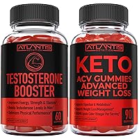 Atlantis Nutrition Testosterone Booster 2-Pack (120 Gummies) + Keto Apple Cider Vinegar 90 Gummies