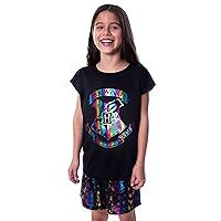 Harry Potter Girls' Hogwarts Rainbow Hologram Shirt and Shorts 2 Piece Pajama Set