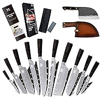 XYJ Full Tang Chinese Kitchen Knife Japanese Chef Knives Set Stainless Steel Cleaver Vegetable Knife With Leather Sheath&Carry Roll Bag