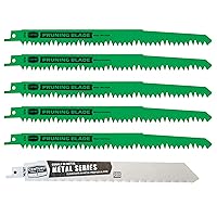 Century Drill & Tool #07205 6-Pack Pruning and Metal Series Reciprocating Saw Blade Bundle Best for Trimming Trees, Fence Posts, Pipe
