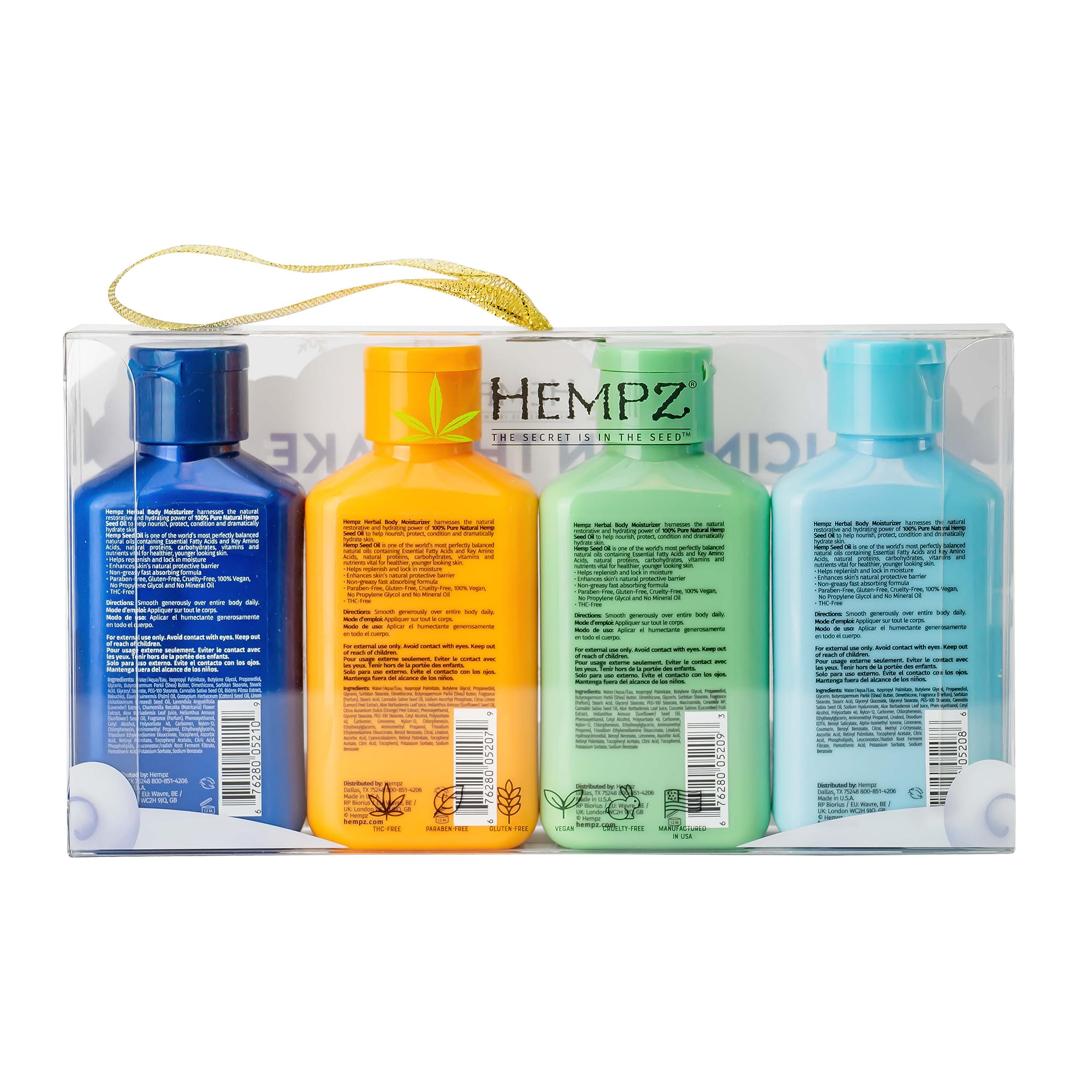 Hempz Icing on the Cake Ocean Breeze, Cucumber & Aloe, Citrus Blossom, Lavender & Chamomile Moisturizer (2.25 Oz 4 Pack) – Holiday Mini Travel Body Lotion for Women or Men with Dry or Sensitive Skin