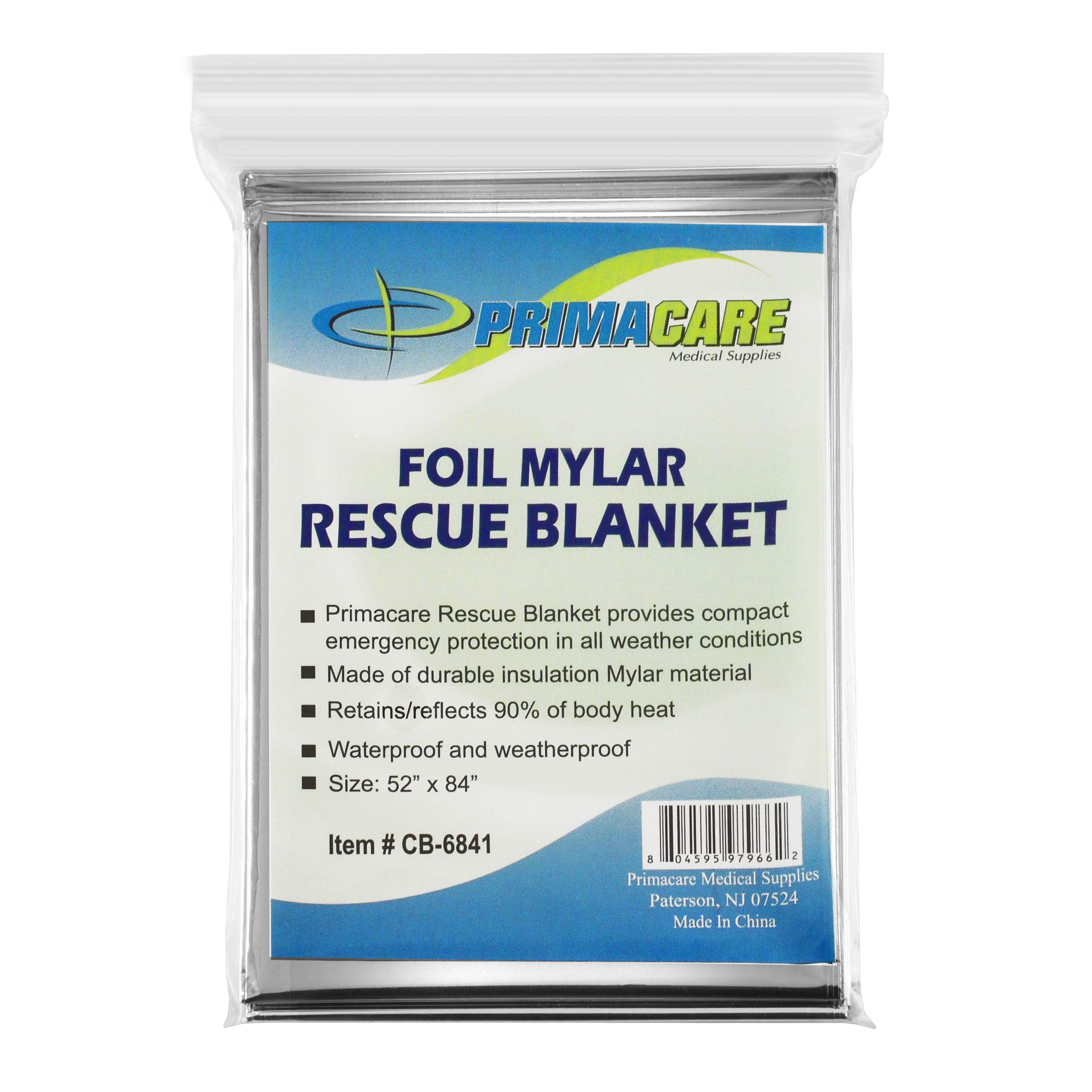 Primacare HB-10 Emergency Foil Mylar Thermal Blanket (Pack of 10), 52