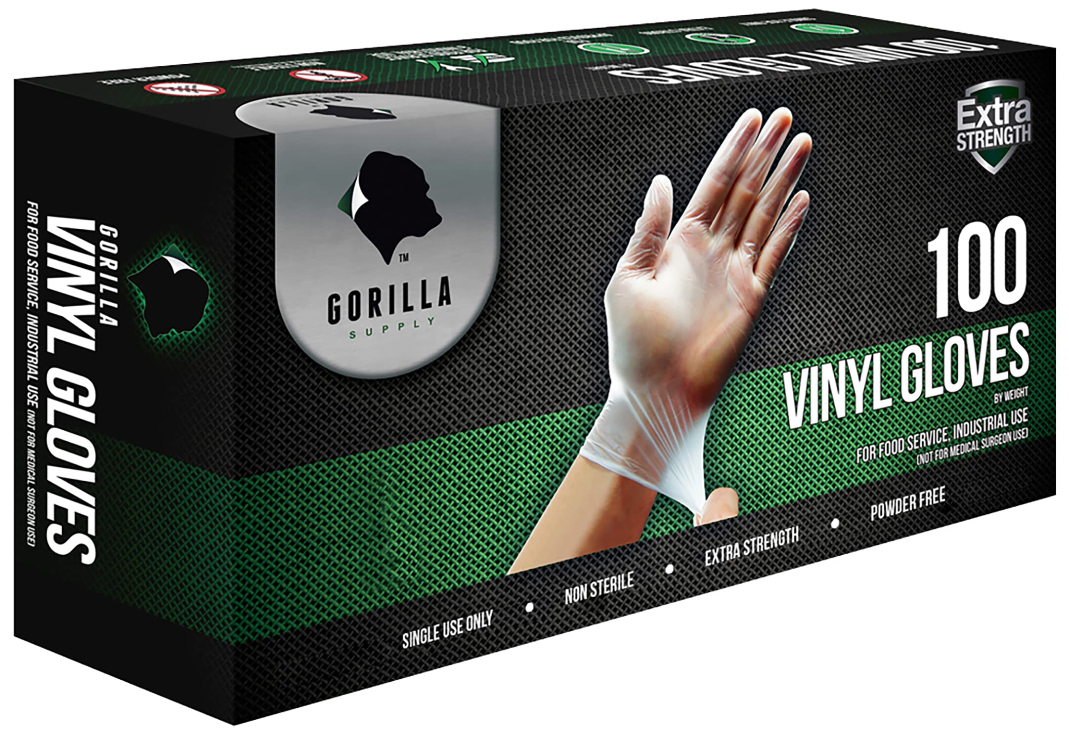GORILLA SUPPLY Disposable Heavy Duty Vinyl Gloves Latex Free Powder Free, BPA Free Food Safe Grade Disposable Glove, Large L, 1000 Count