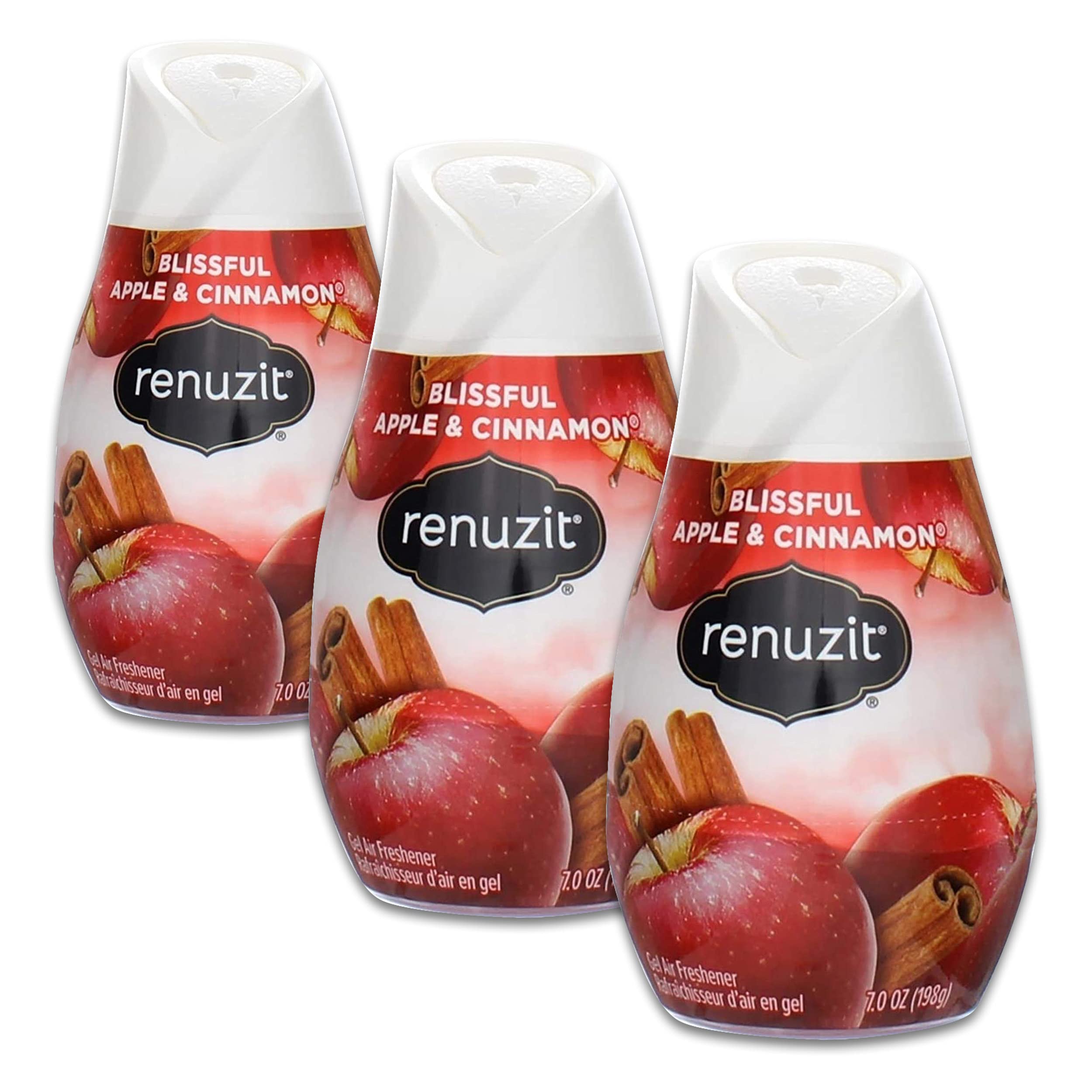 Renuzit Fresh Picked Collection Gel Air Freshener, Apple and Cinnamon 7 oz (Pack of 3)