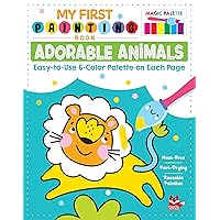 My First Painting Book: Adorable Animals: Easy-to-Use 6-Color Palette on Each Page (Happy Fox Books) Paints and Paintbrush Included - Whale, Owl, Giraffe, Penguin, and More Designs for Kids Age 3-6