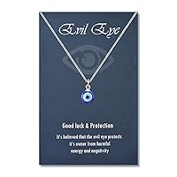 Evil Eye Necklace Chain Blue Eyes Amulet Pendant Necklace Ojo Turco Kabbalah Protection Adjustable Delicate Jewelry Gift for Women Girls（Silver/Gold）