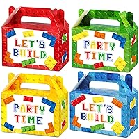 24 Pieces Building Blocks Party Favor Gift Boxes Color Bricks Goodies Candy Treat Bags Brick Paper Valentine's Day Gift Box for Boys girls Color Block Birthday Party Baby Shower Decorations Supplies