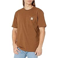 Carhartt Men's Standard Loose Fit Heavyweight Short-Sleeve Pocket T-Shirt, Oiled Walnut Heather, Large