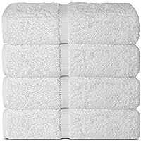 Chakir Turkish Linens 100% Cotton Premium Turkish Towels for Bathroom | 30'' x 60'' Large Bath Towels (4 Piece, White)