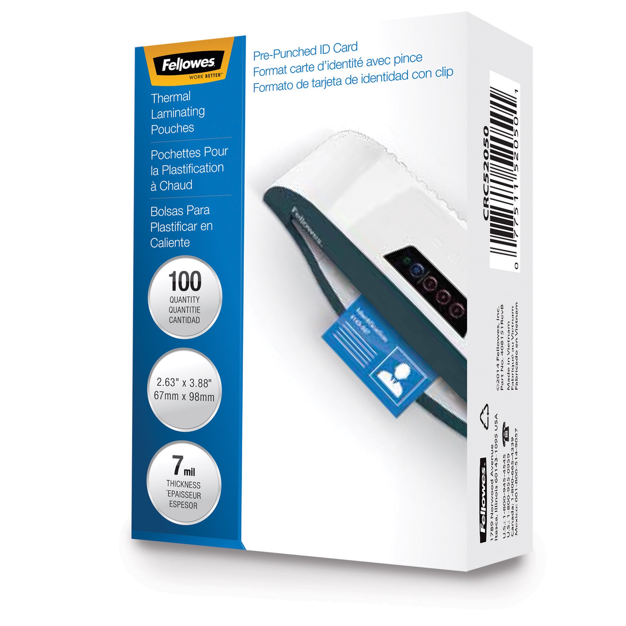 Fellowes 52050, Glossy Pouches - ID Tag punched, 7 mil, 100 pack