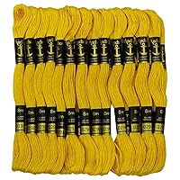 Cross Stitch Hand Embroidery Thread Stranded Cotton Craft Sewing Floss 25 Skeins-Yellow
