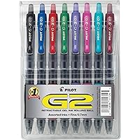 Pilot, G2 Premium Gel Roller Pens, Fine Point 0.7 mm, Assorted Colors, Pack of 8