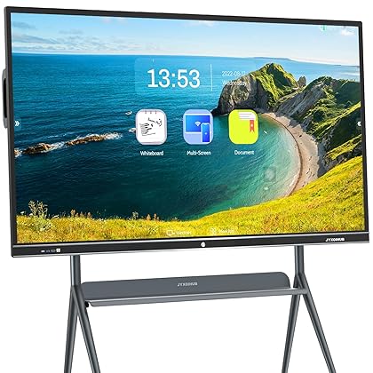 JYXOIHUB Interactive Whiteboard, 86inch Smart Board with 4K UHD Touch Screen Flat Panel, All in One Digital Electronic Whiteboard Built in Dual System for Conference